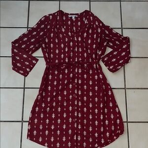 Elegant Red Patterned Dress